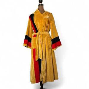 Vintage 1960s Yellow Costume Robe with Red and Black Stripes